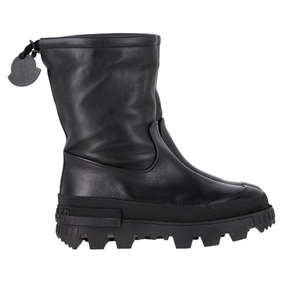 Moncler Moscova Logo-Embossed Ankle Boots in Black Leather - Picture 1 of 12